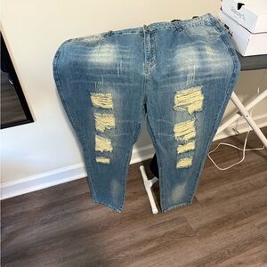 Distressed Blue Jeans